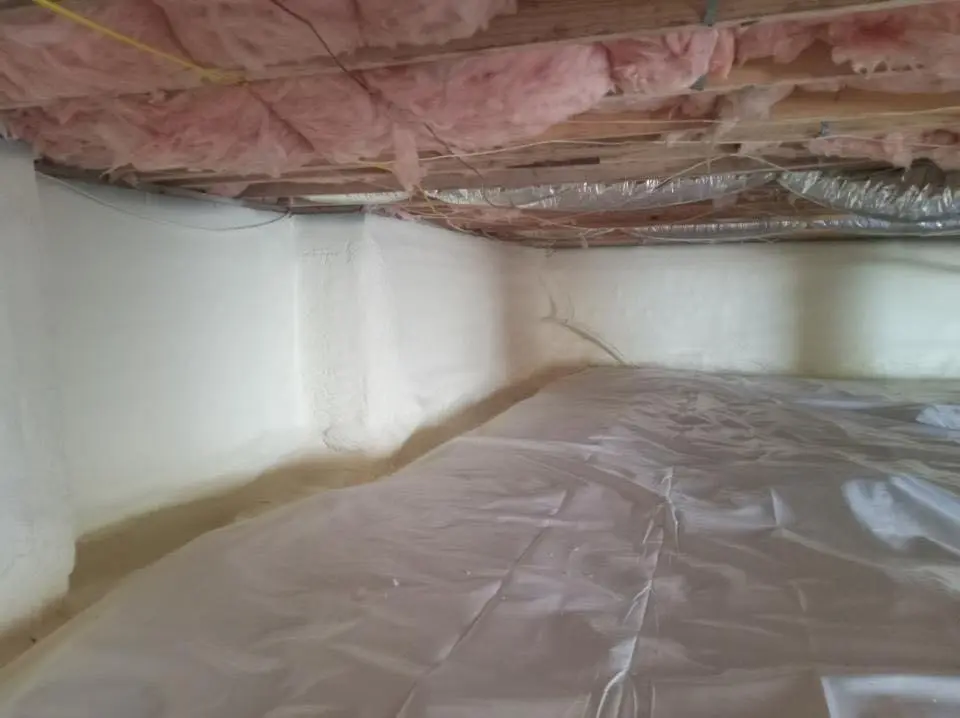 Crawl space encapsulation with closed-cell spray foam for Attic Insulation in East Greenwich